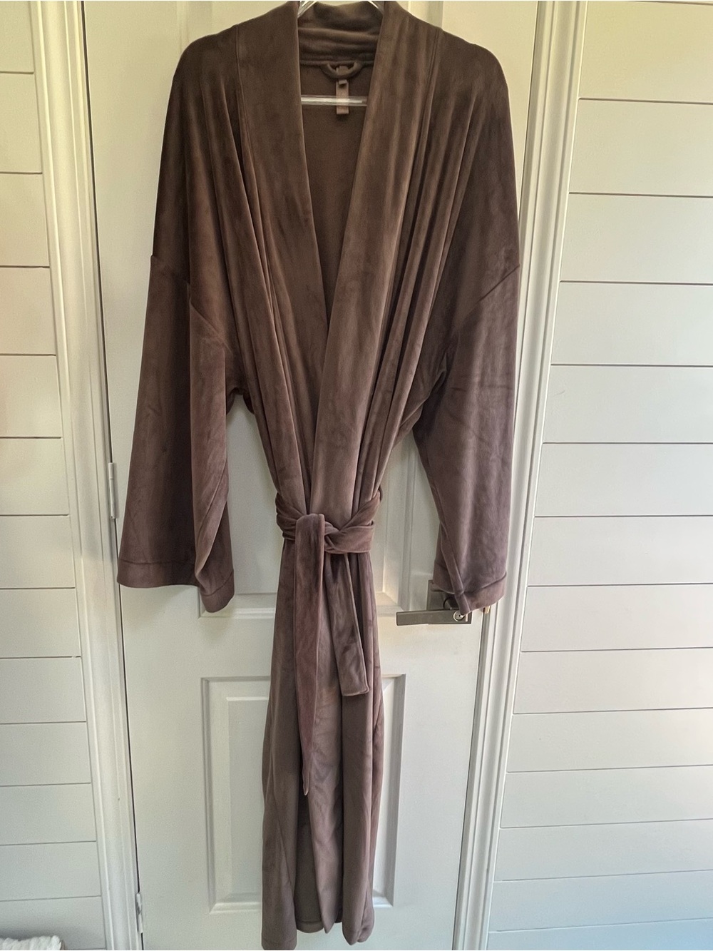 SKIMS Plush Brown Velour Wrap Robe SZ L - Picture 2 of 7